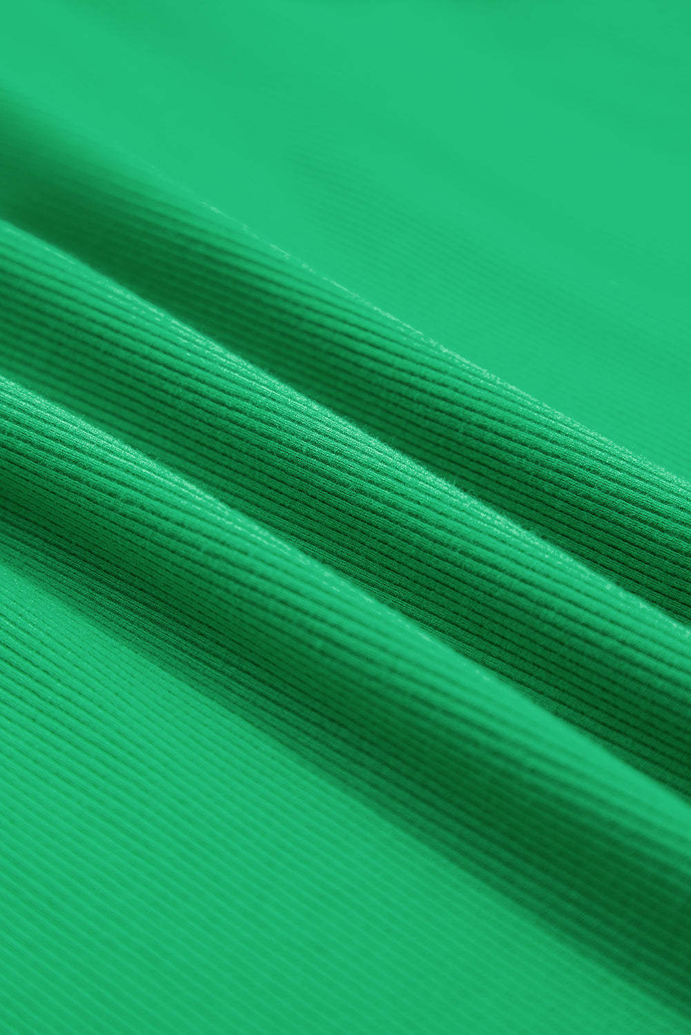 Bright Green Ribbed Pearl Beaded Puff Sleeve Top