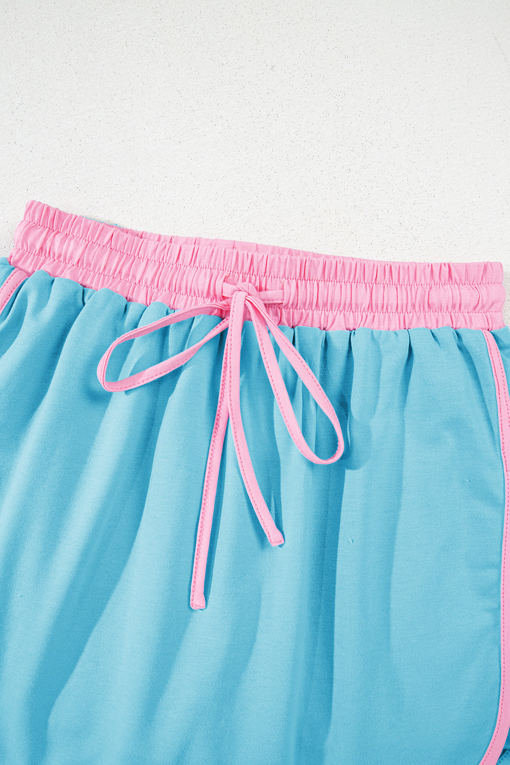 Turquoise Colorblock Edge Drop Shoulder T Shirt and Skirt 2Pcs Set