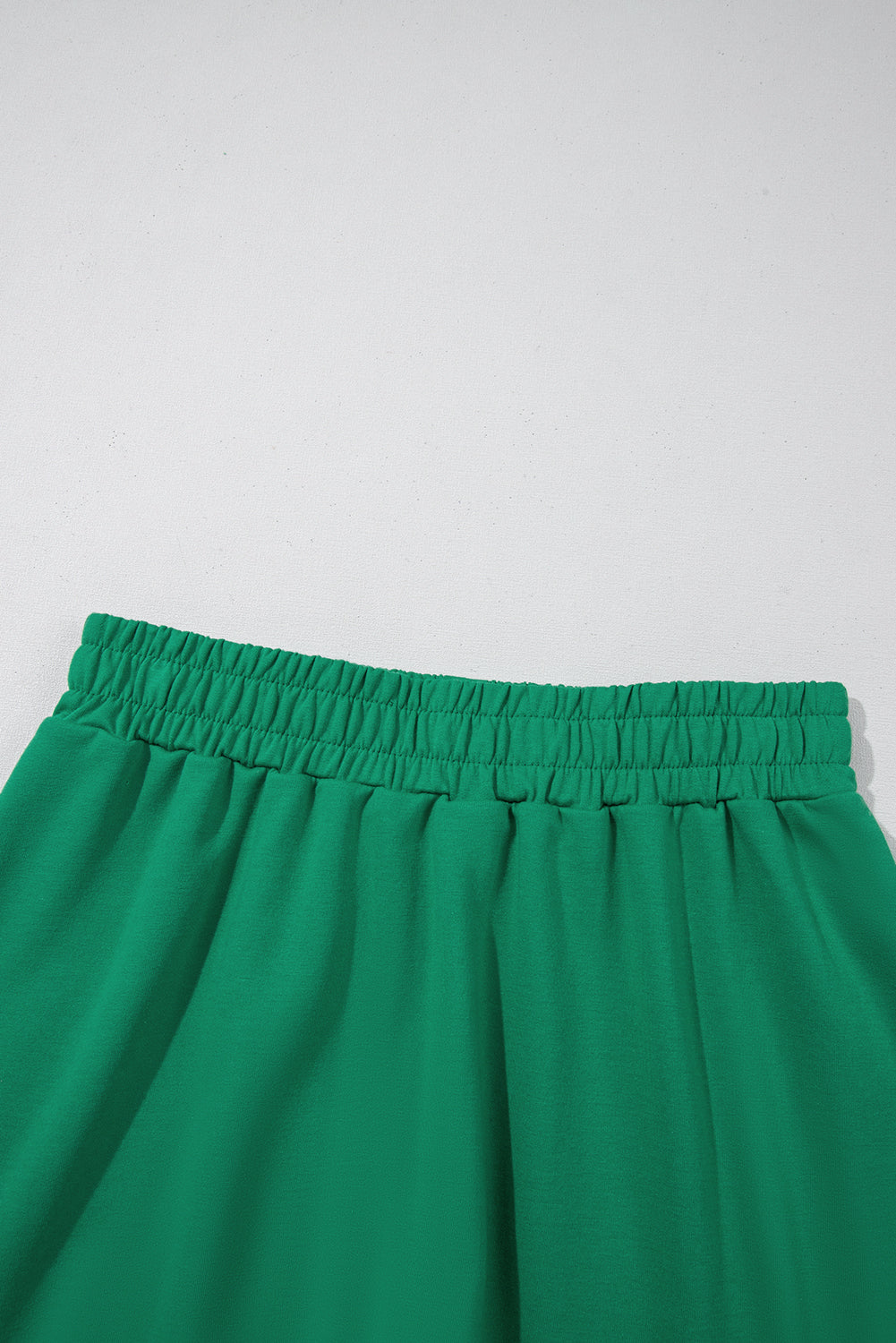 Sea Green Half Zip Puff Sleeve Top and Ruffled Shorts Set