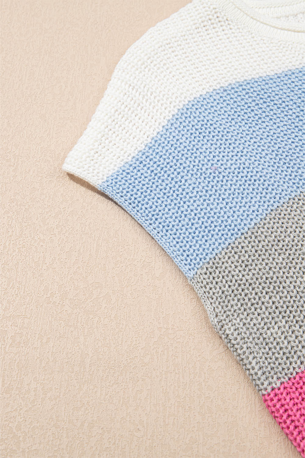 Multicolour Color Block Notch V Neck Sweater T Shirt