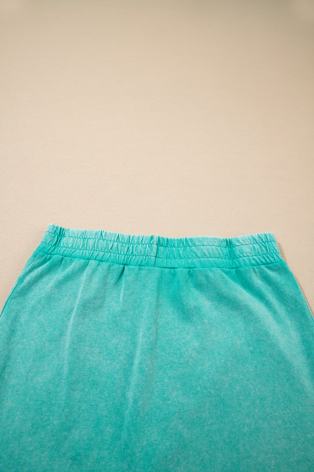 Mint Green 2 Pieces Mineral Wash Cotton Tank Top Lined Split Skirt Set