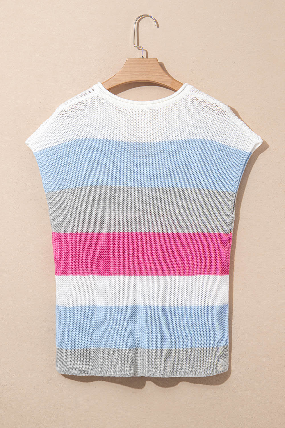 Multicolour Color Block Notch V Neck Sweater T Shirt
