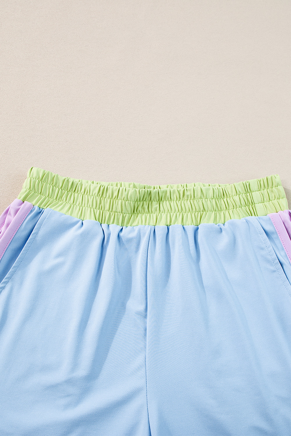 Coffee Contrast Trim Cap Sleeve Tee Shorts Set