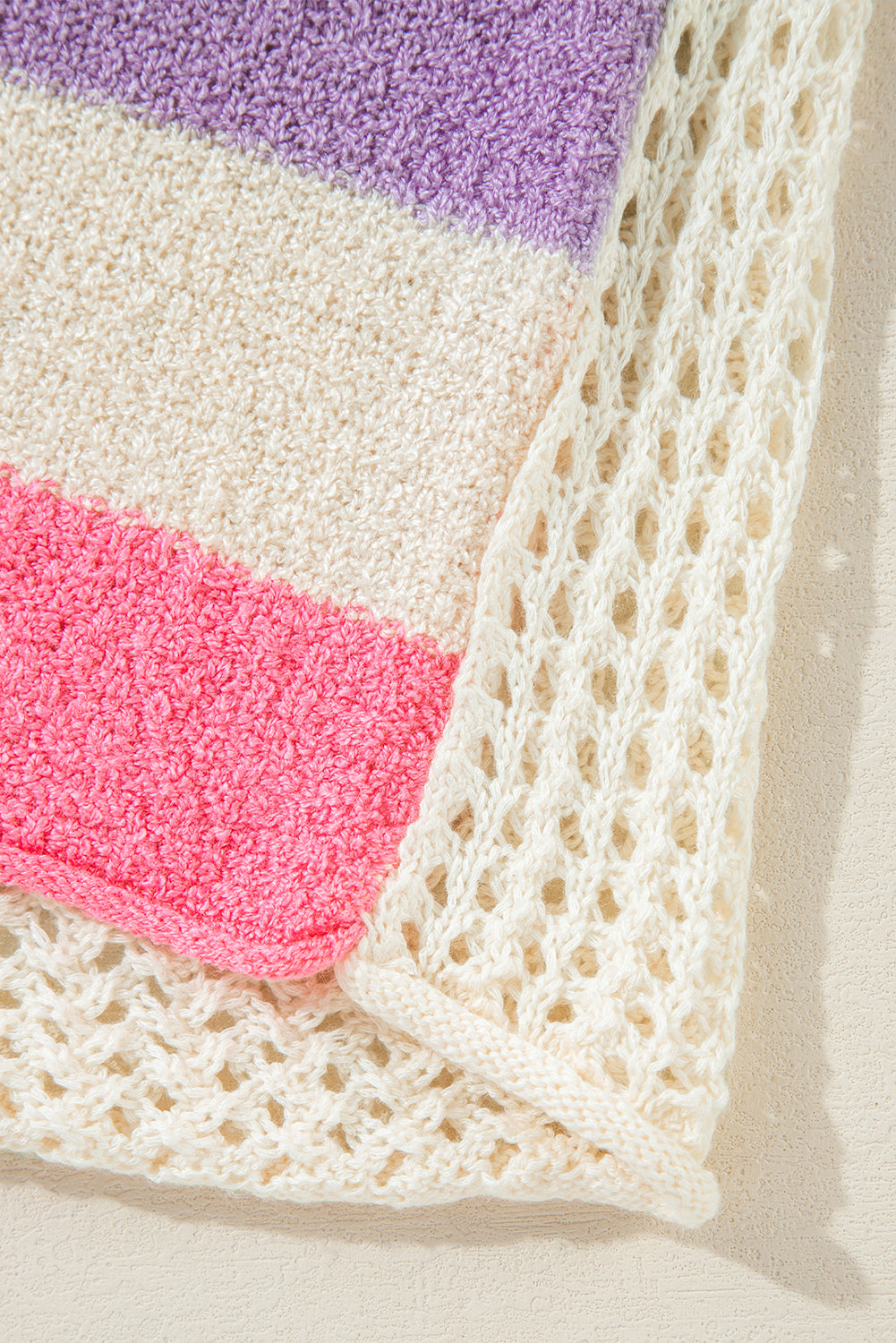 DEAR-LOVER Beige Oversized Colorblock V Neck Hooded Sweater