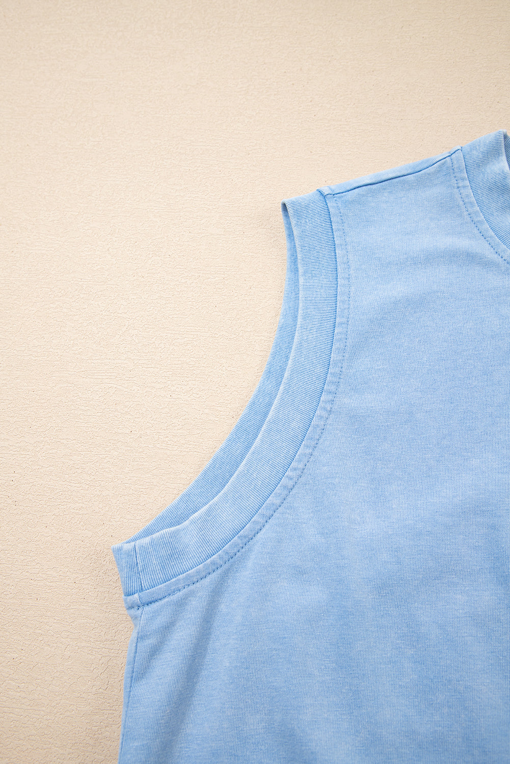 Mint Green 2 Pieces Mineral Wash Cotton Tank Top Lined Split Skirt Set