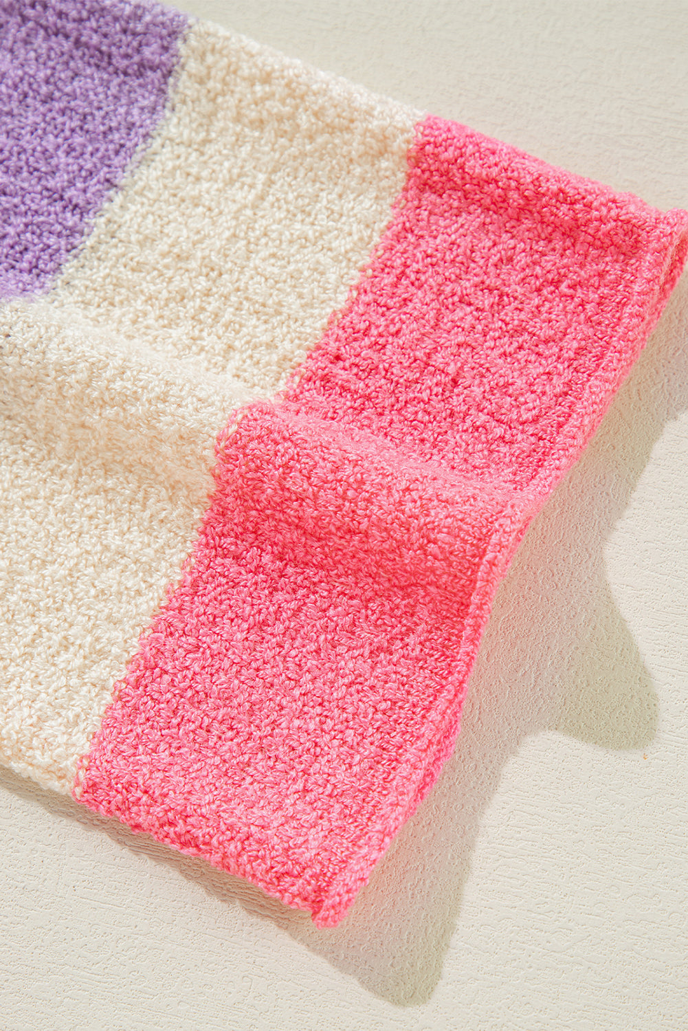 DEAR-LOVER Beige Oversized Colorblock V Neck Hooded Sweater