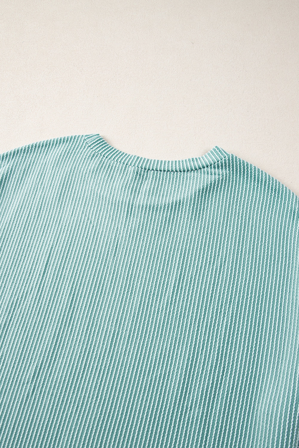 Jungle Green Ribbed Textured Knit Loose Fit Tee and Shorts Set