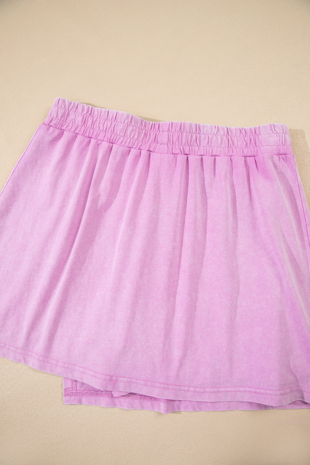 Mint Green 2 Pieces Mineral Wash Cotton Tank Top Lined Split Skirt Set