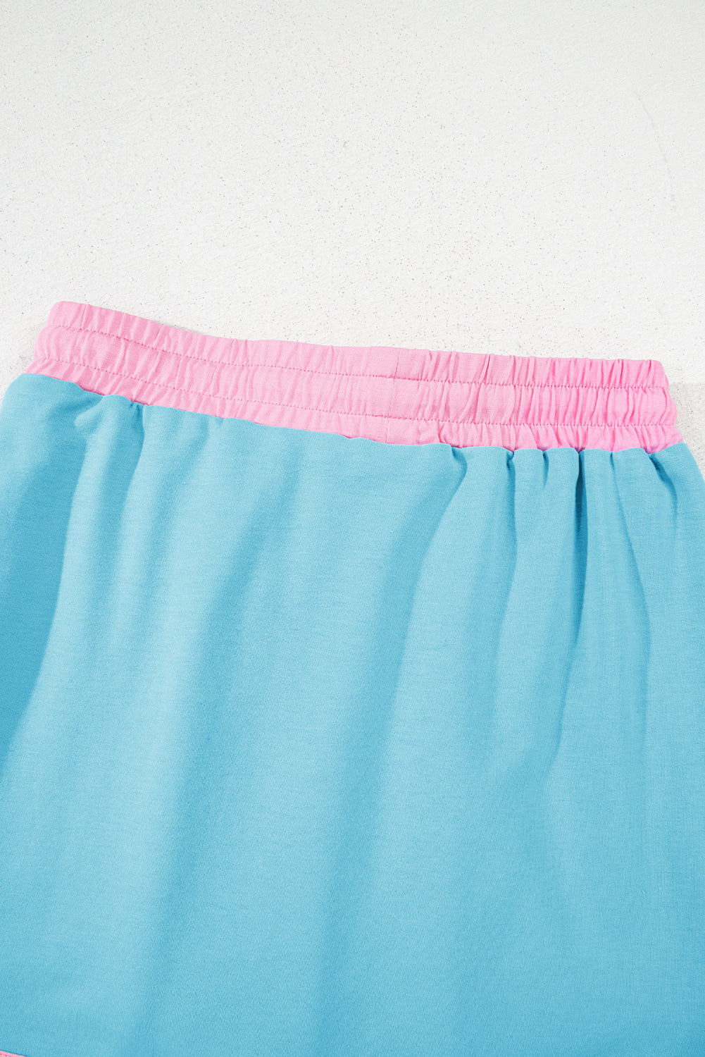 Turquoise Colorblock Edge Drop Shoulder T Shirt and Skirt 2Pcs Set