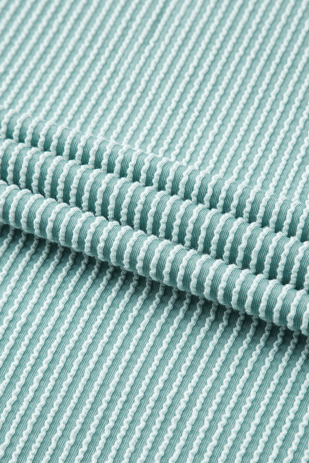 Jungle Green Ribbed Textured Knit Loose Fit Tee and Shorts Set