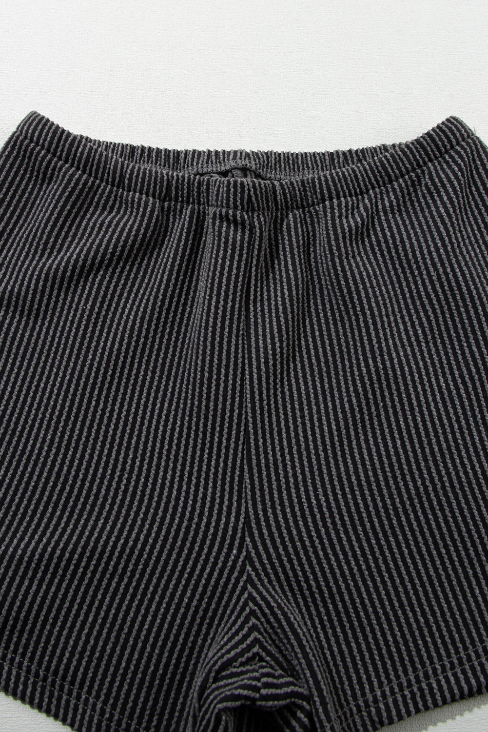 Jungle Green Ribbed Textured Knit Loose Fit Tee and Shorts Set