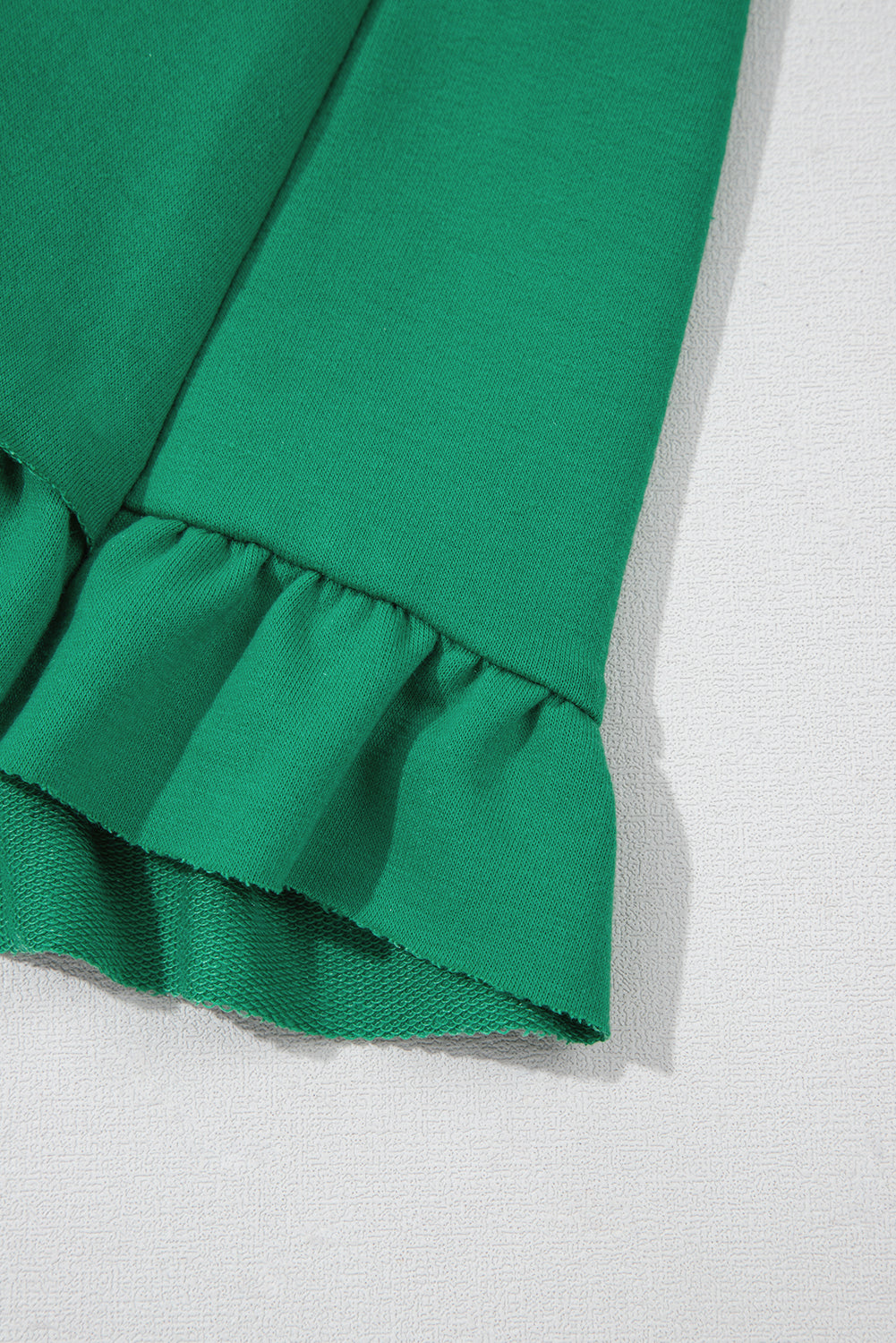 Sea Green Half Zip Puff Sleeve Top and Ruffled Shorts Set