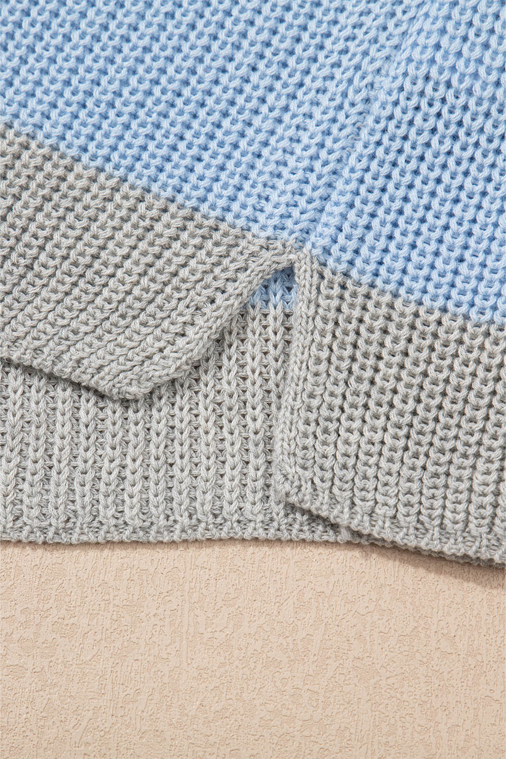 Multicolour Color Block Notch V Neck Sweater T Shirt