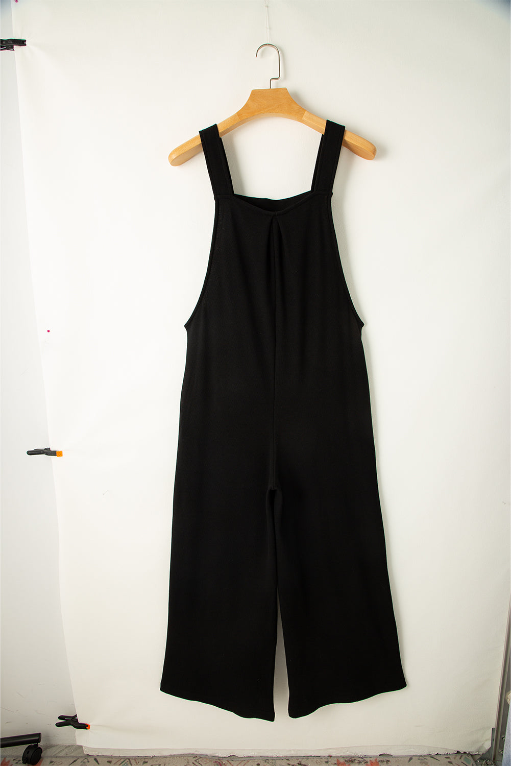 Gold Flame Textured Buttoned Straps Ruched Wide Leg Jumpsuit