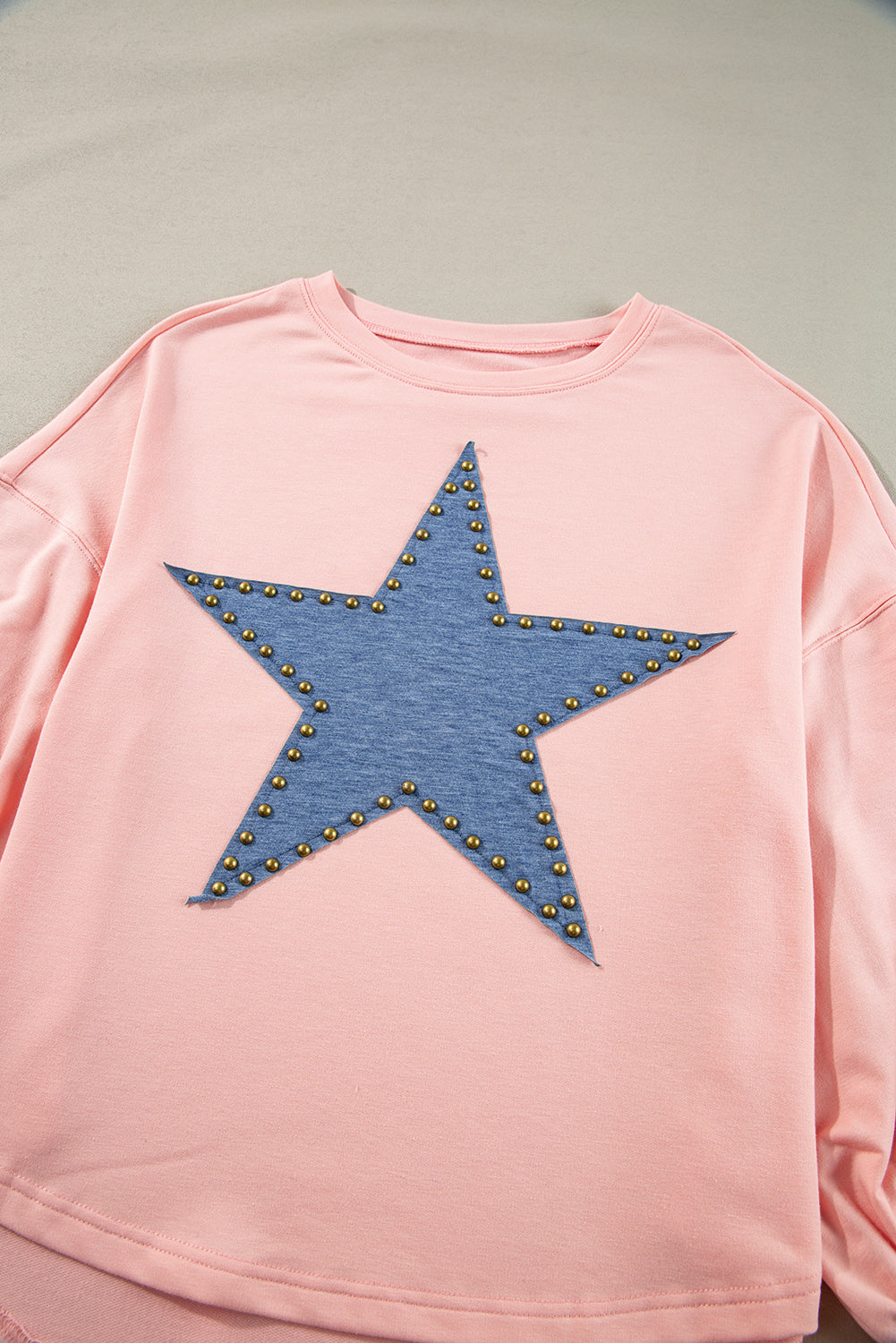 Black Studded Star Graphic Oversized Long Sleeve Top