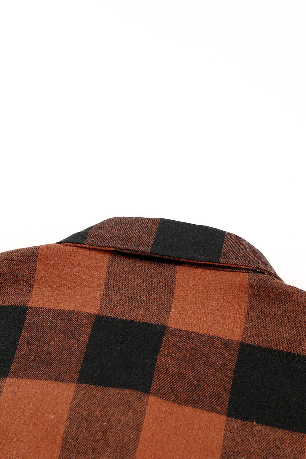 Brown Turn-down Collar Plaid Shirt Coat