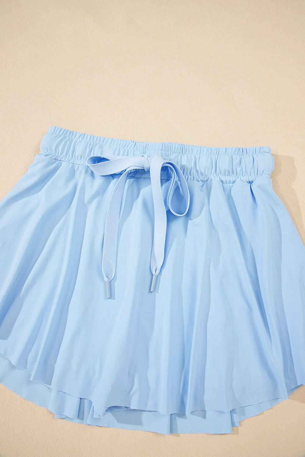 Sky Blue Drawstring High Waist Lined Tennis Skorts