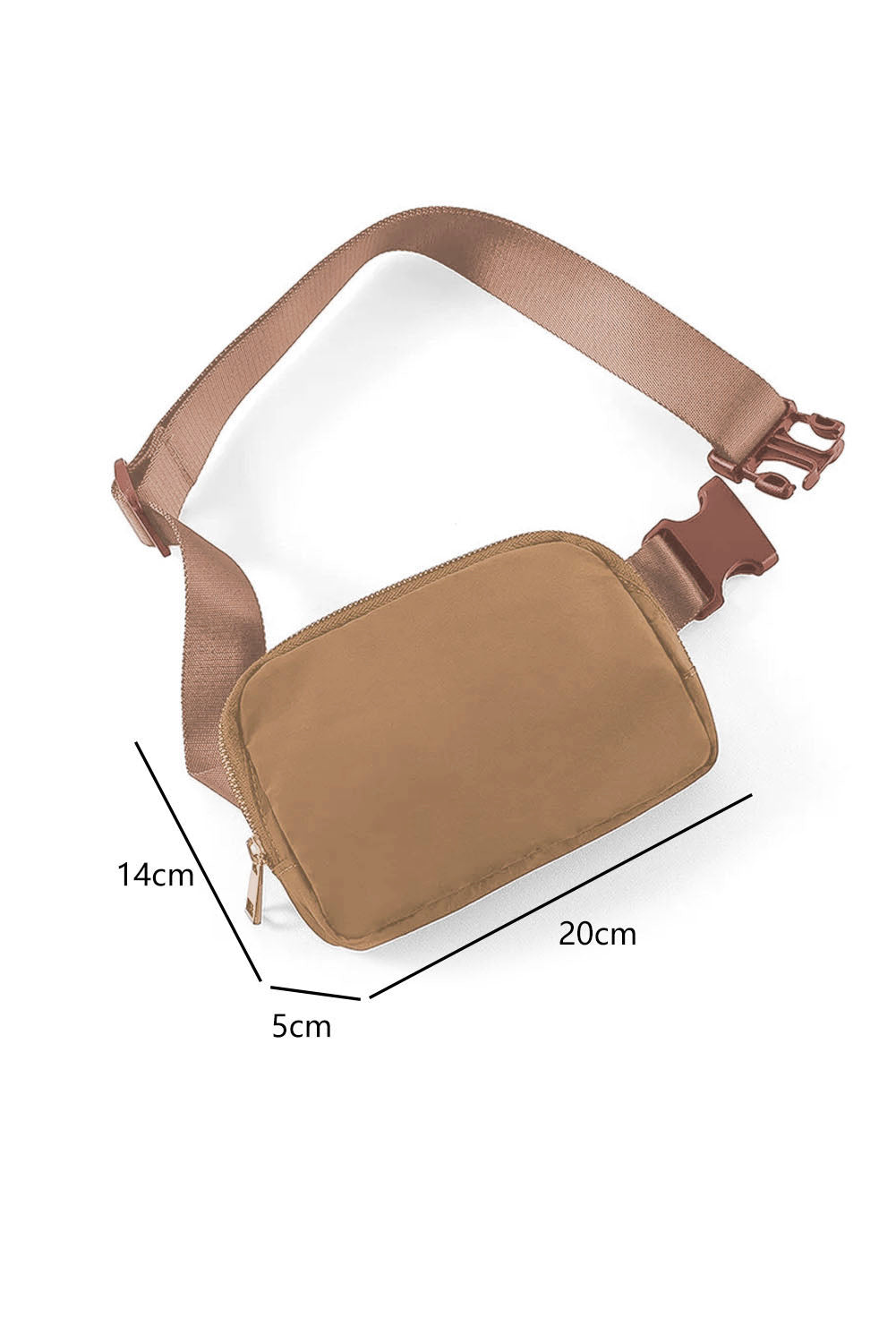 Brown Waterproof Zipped Crossbody Bag 20*5*14cm