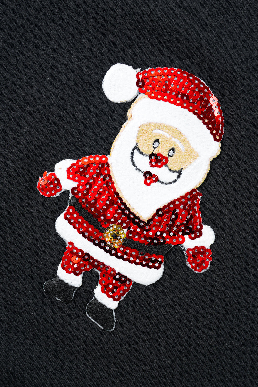 Black Sequin Christmas Essentials Graphic Crewneck T Shirt