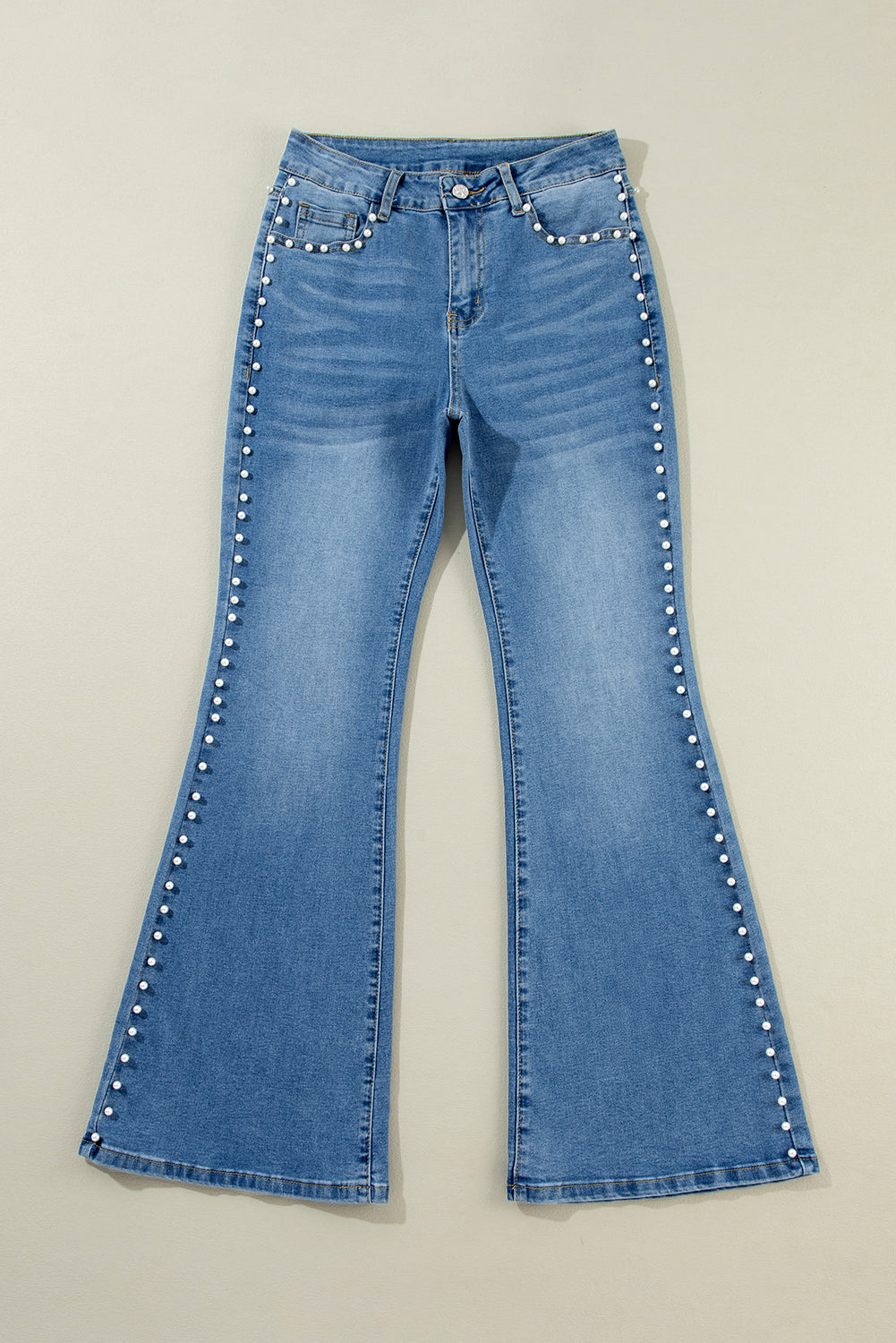 Dusk Blue Pearl Boot Cut Denim Jeans