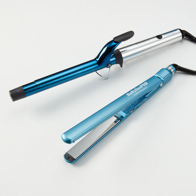 Babyliss Pro Nano Titanium 1" Extended-Barrel Curling Iron & 1" Ultra-Thin Flat Iron Set