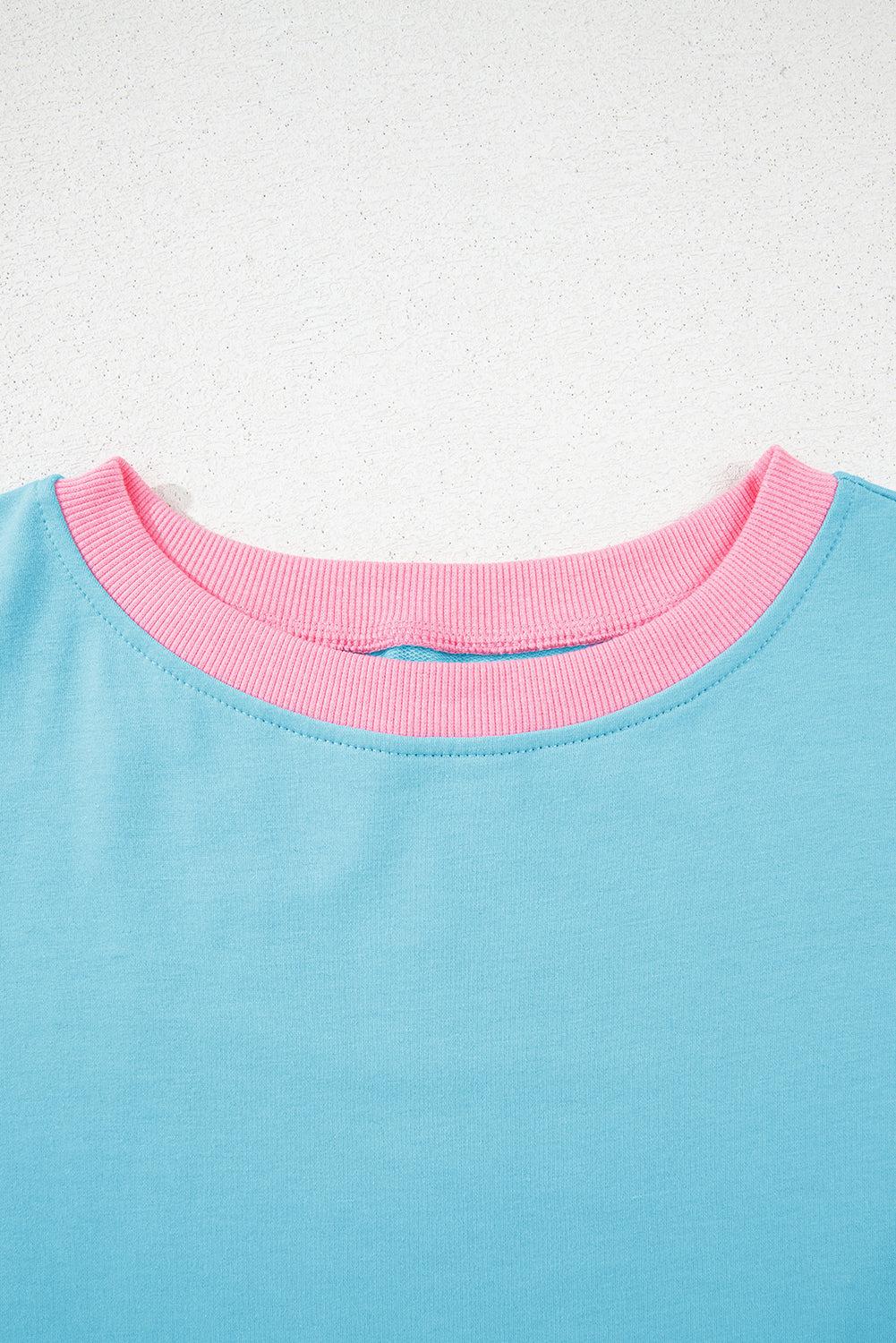 Turquoise Colorblock Edge Drop Shoulder T Shirt and Skirt 2Pcs Set