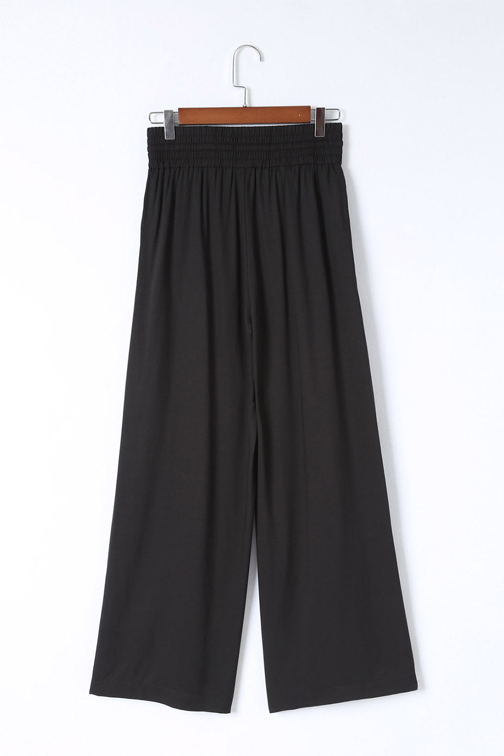 Green Brown Drawstring Elastic Waist Casual Wide Leg Pants