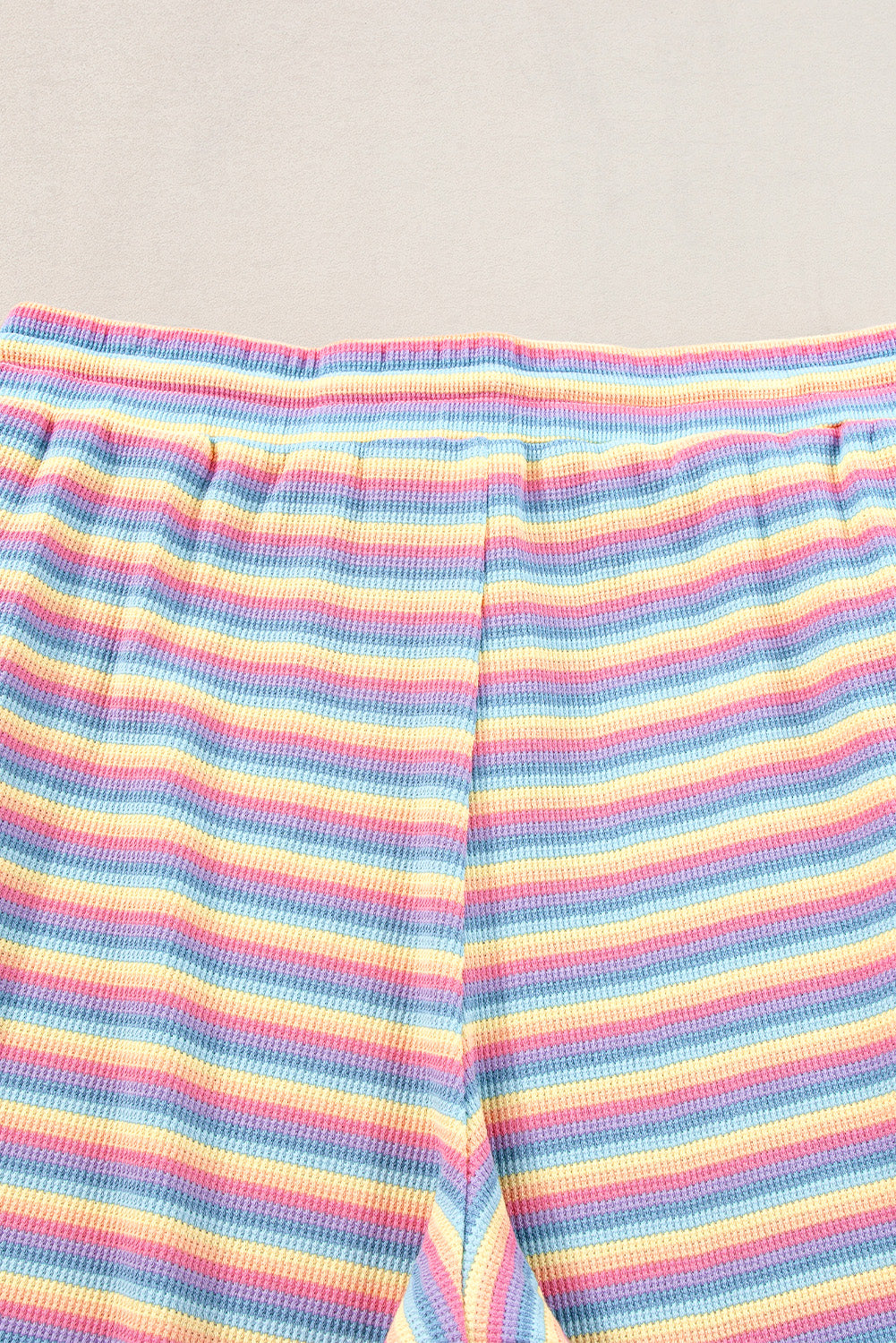 Black Stripe Rainbow Tee Tasseled String Wide Leg Pants Set