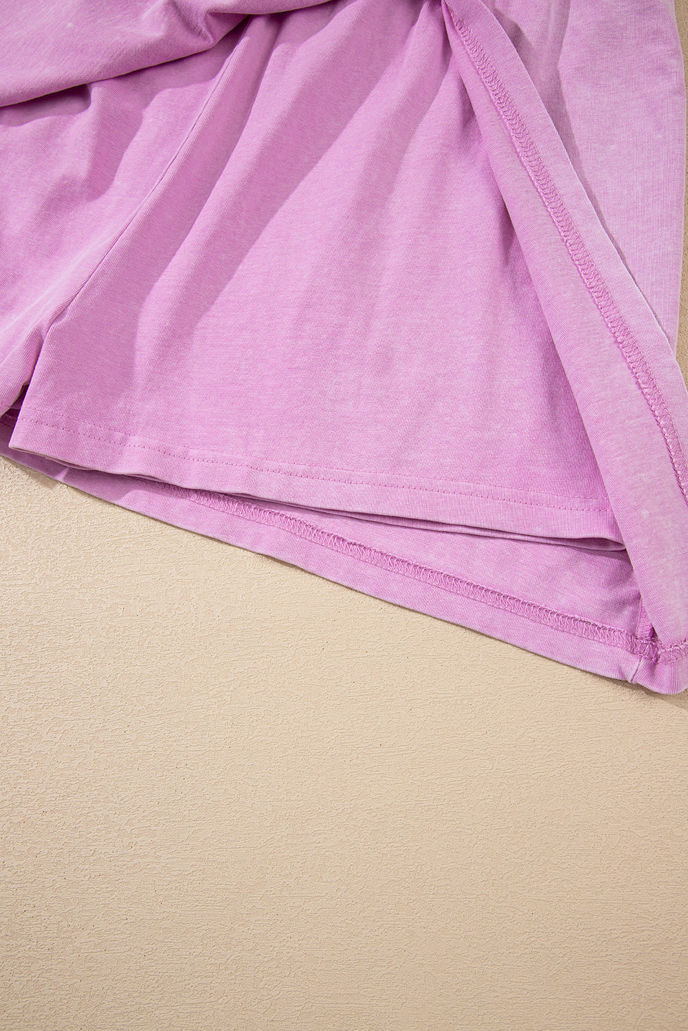 Mint Green 2 Pieces Mineral Wash Cotton Tank Top Lined Split Skirt Set