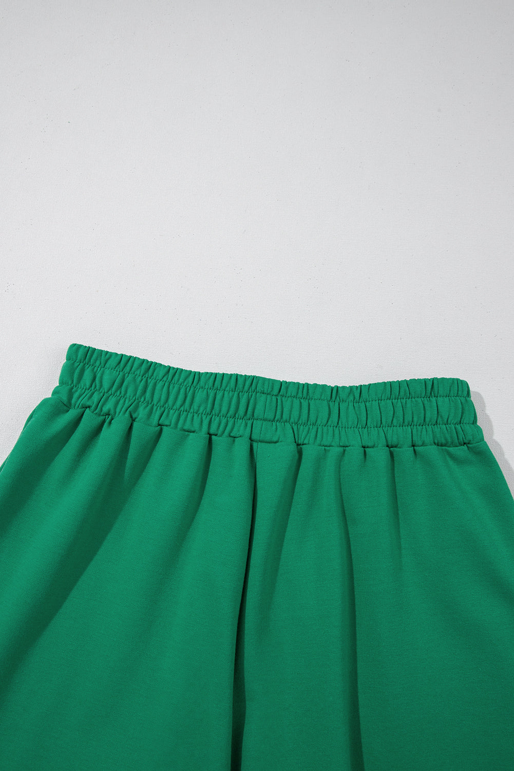 Sea Green Half Zip Puff Sleeve Top and Ruffled Shorts Set