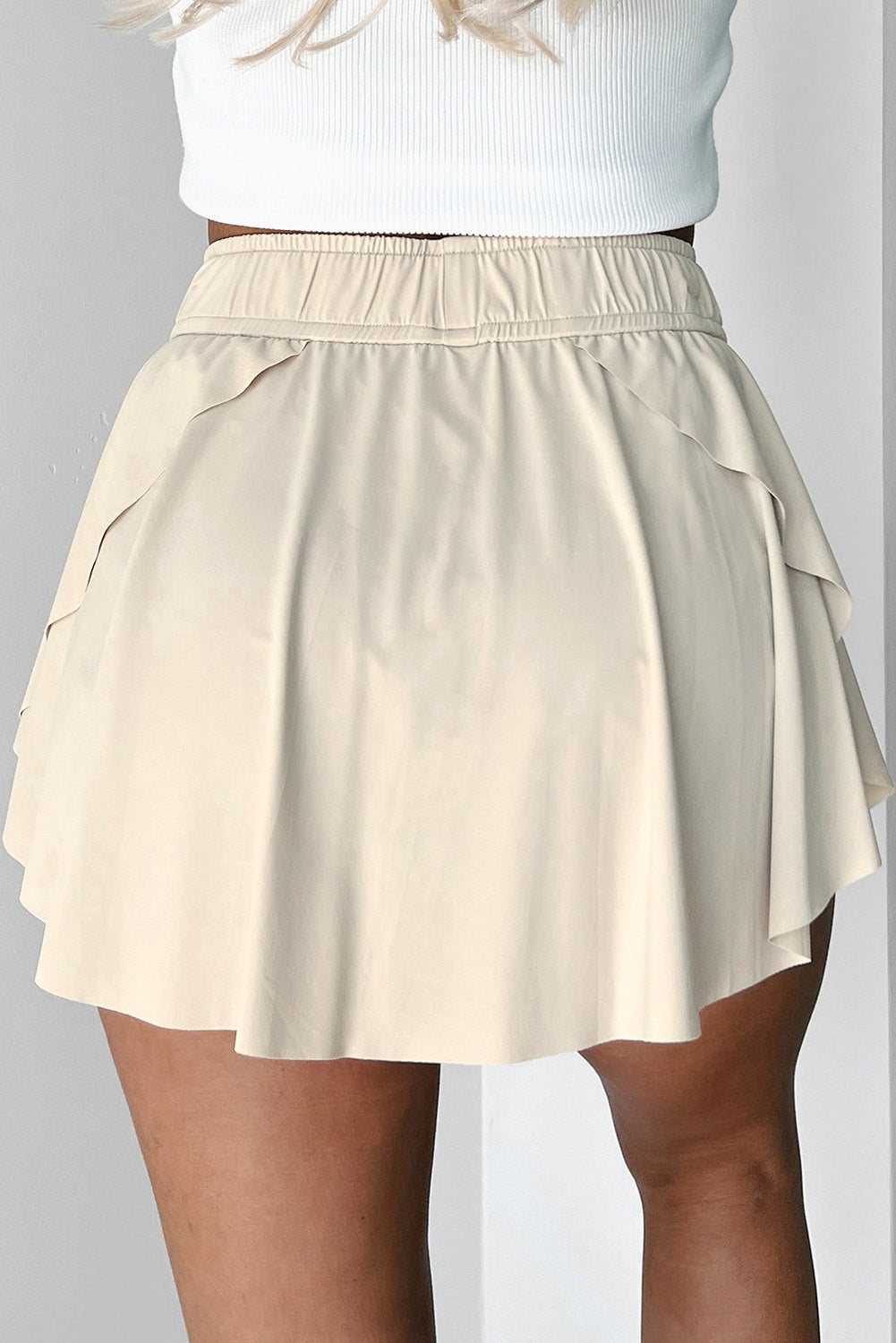 Sky Blue Drawstring High Waist Lined Tennis Skorts