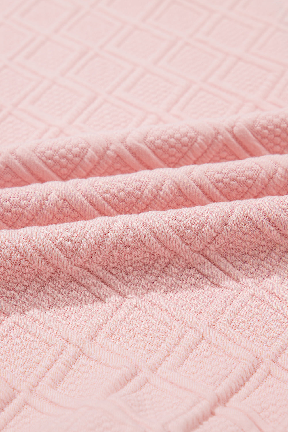 Light Pink Contrast Striped Collar Patchwork Textured Half Sleeve Blouse